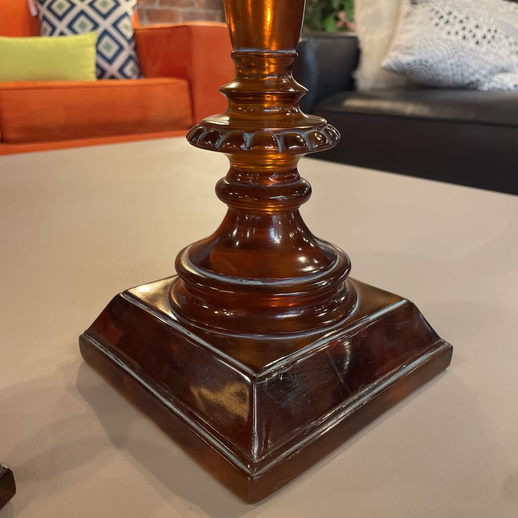 Orange Resin 2 Height Candleholder SET OF 2 UNIQUE FINDS