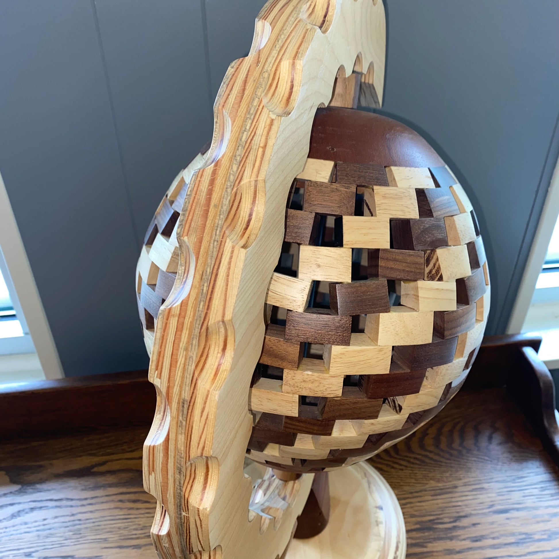 Segmented Wood Decorative Globe UNIQUE FINDS