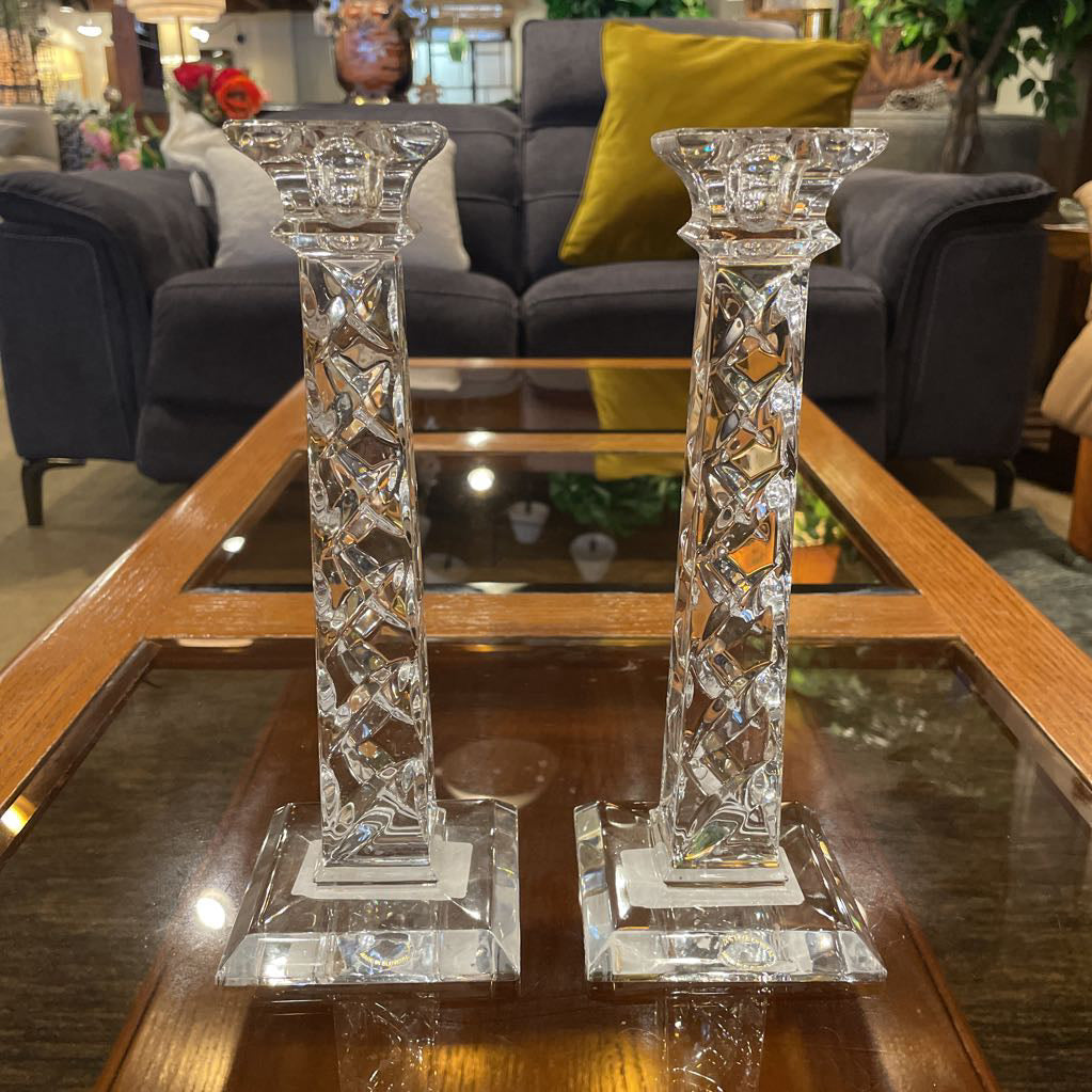 Twist Glass with Square Base Candlestick SET/2--Slovenia