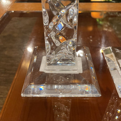 Twist Glass with Square Base Candlestick SET/2--Slovenia