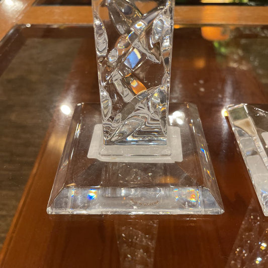Twist Glass with Square Base Candlestick SET/2--Slovenia SMALLS