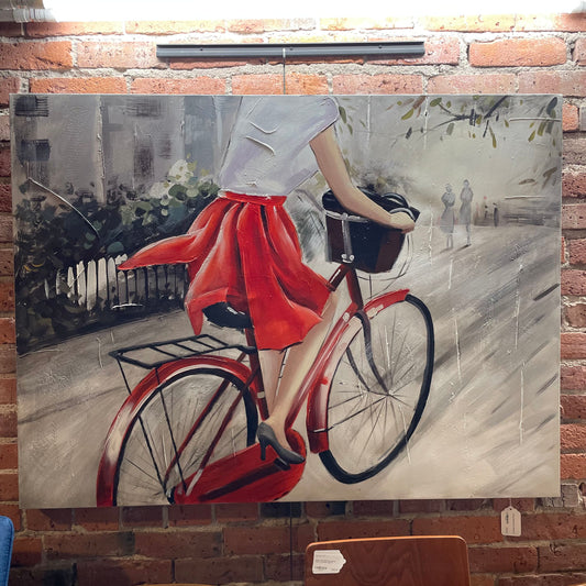 Woman Riding Bicycle Painting