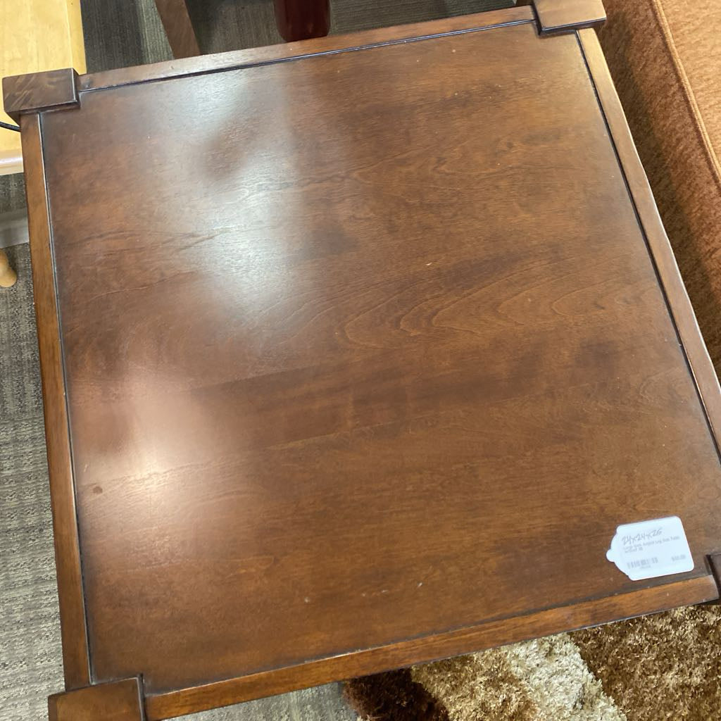 Large Dark Angled Leg Side Table w/Shelf C SIDE TABLES