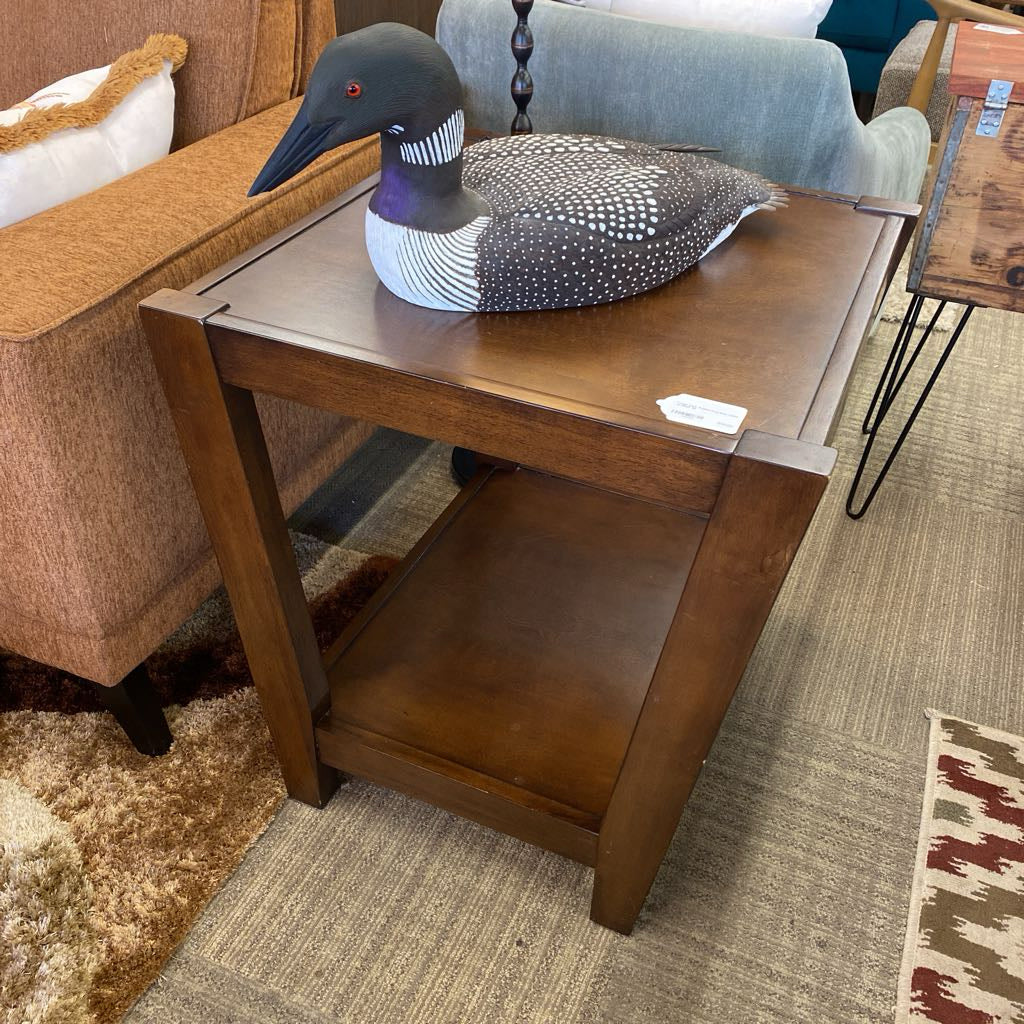 Large Dark Angled Leg Side Table w/Shelf C SIDE TABLES