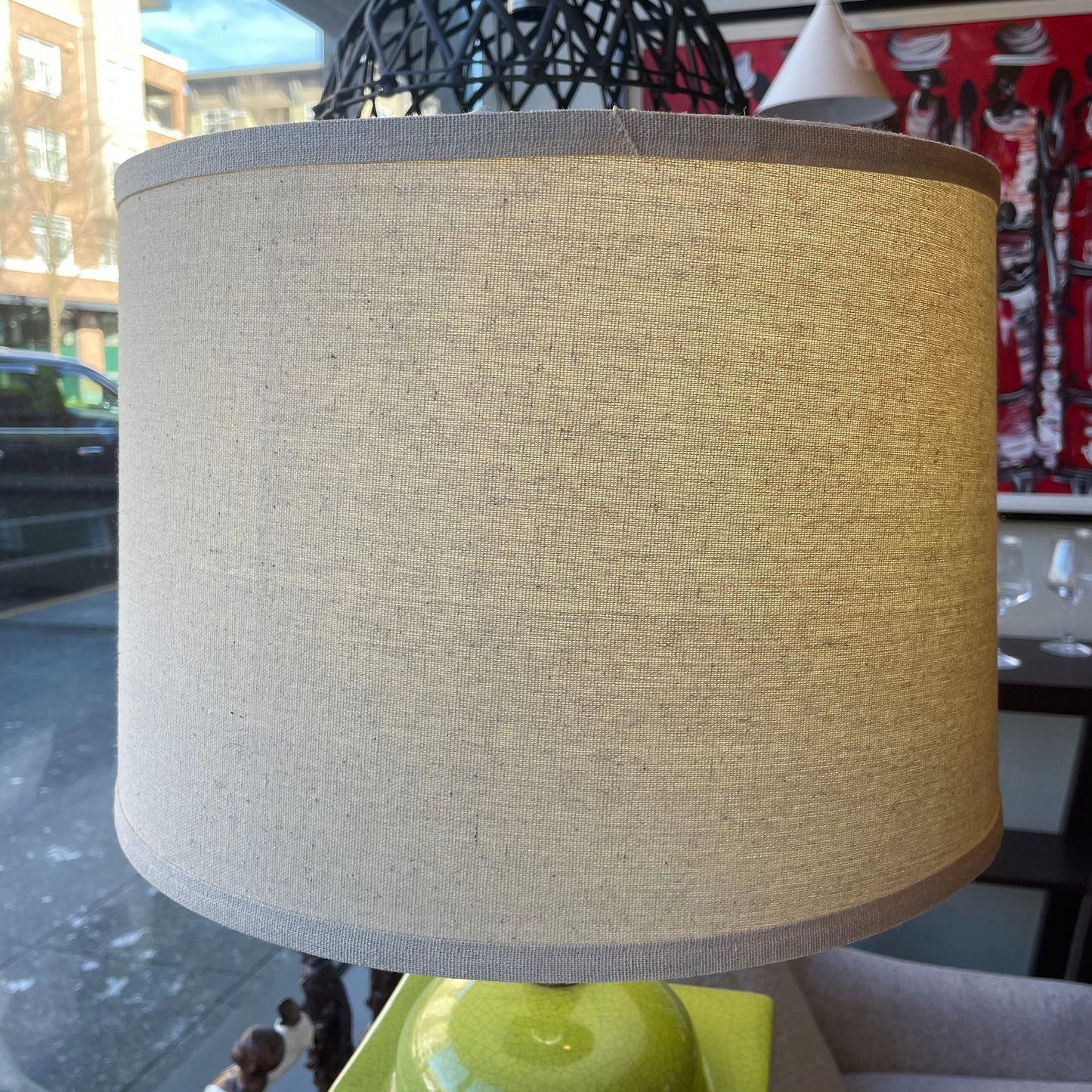 Green Crackle Cube Table Lamp