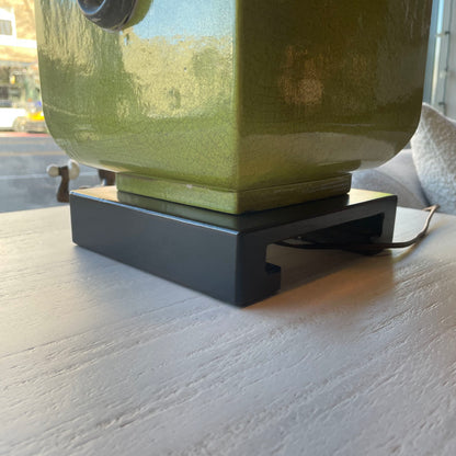 Green Crackle Cube Table Lamp