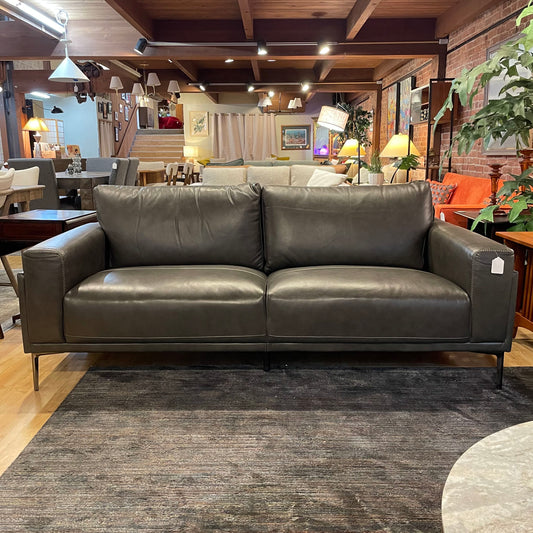 Charcoal Leather Sofa
