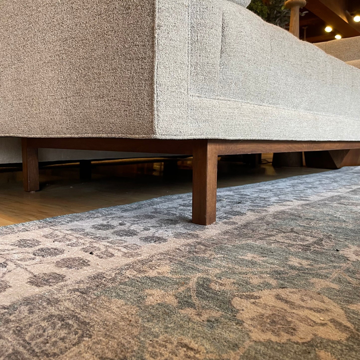 COUCH Shelter Arm Light Gray Tufted Sofa w/ Bolster Pillows