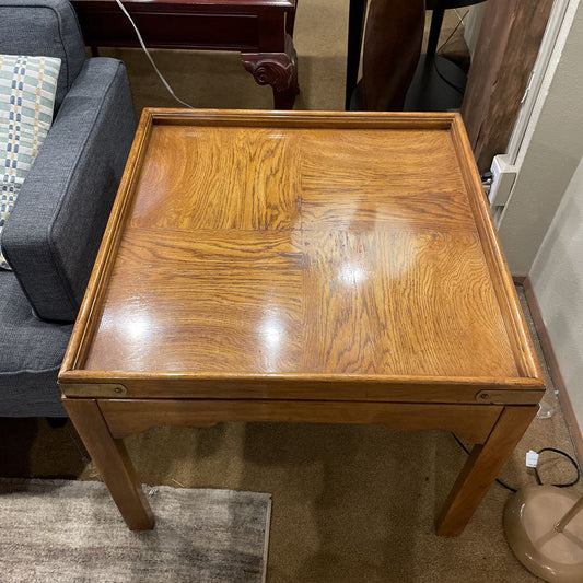Drexel Square Oak Game Table/End Table w/ Raised Lip C SIDE TABLES
