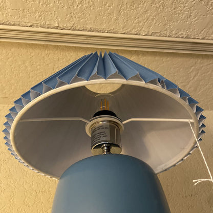 Royal Blue Table Lamp w Matching Pleated Shade LAMPS