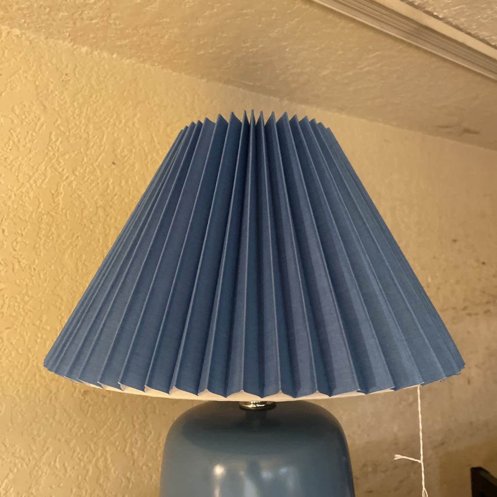 Royal Blue Table Lamp w Matching Pleated Shade LAMPS