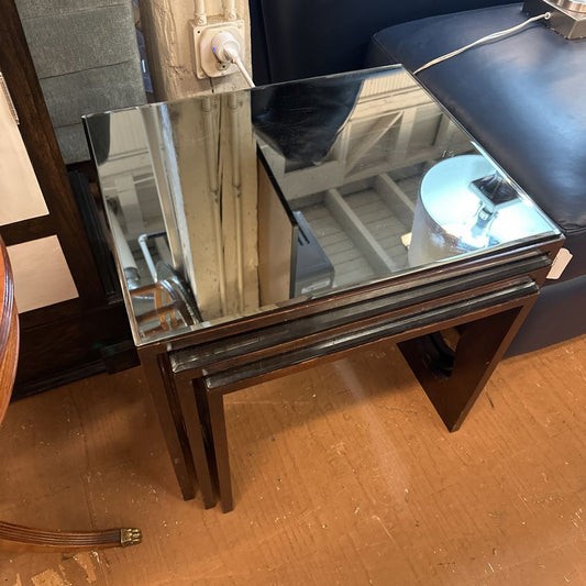 Nesting Side Table Set w/ Glass Top