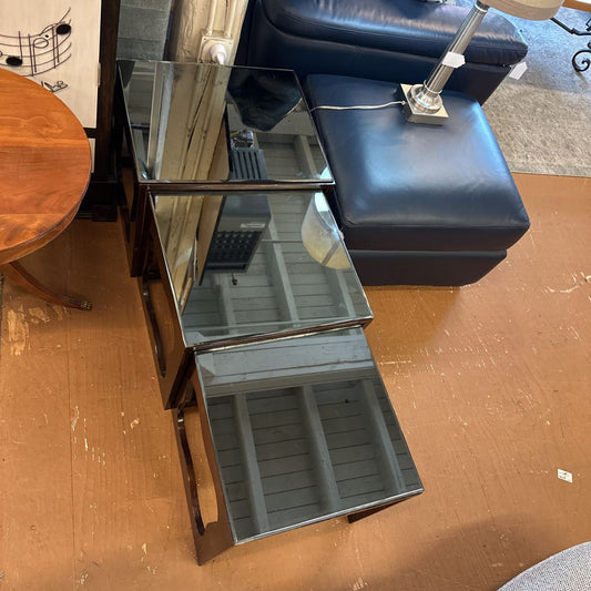 Nesting Side Table Set w/ Glass Top