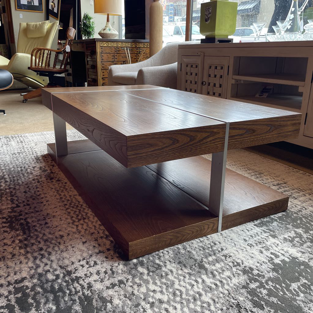 Marconi Copenhagen Walnut & Brushed Aluminum Coffee Table C COFFEE TABLES