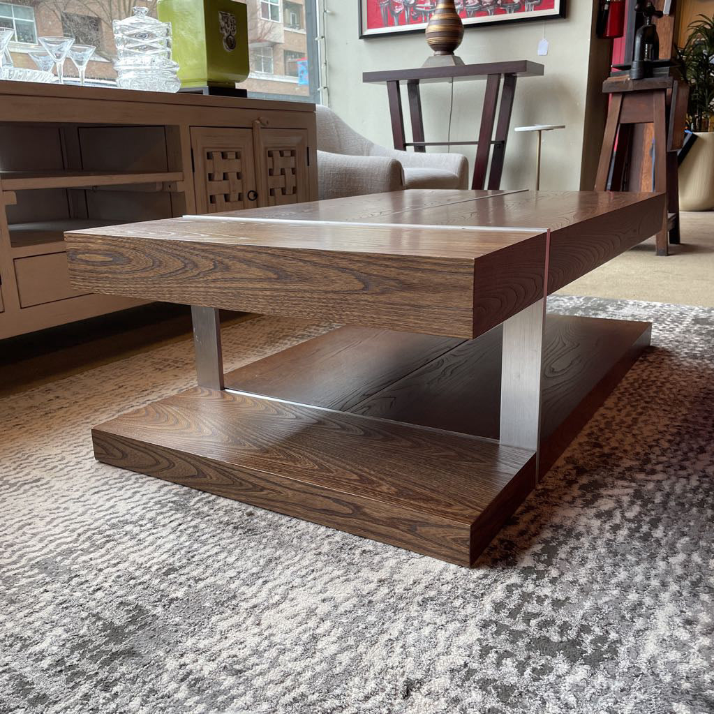 Marconi Copenhagen Walnut & Brushed Aluminum Coffee Table C COFFEE TABLES