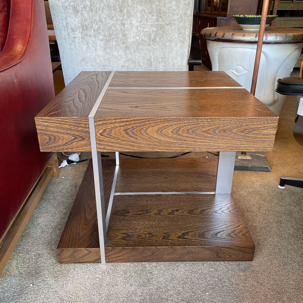 Marconi Copenhagen Walnut & Brushed Aluminum Square Side Table