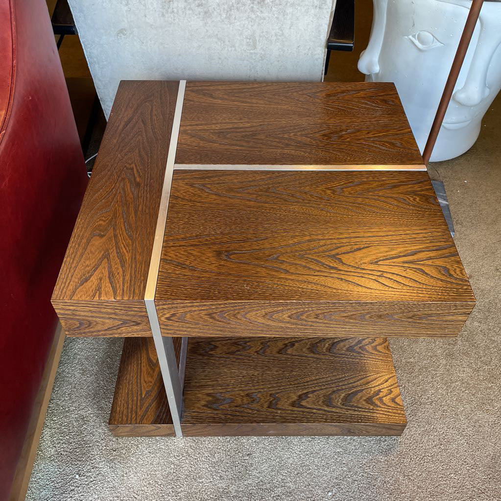 Marconi Copenhagen Walnut & Brushed Aluminum Square Side Table