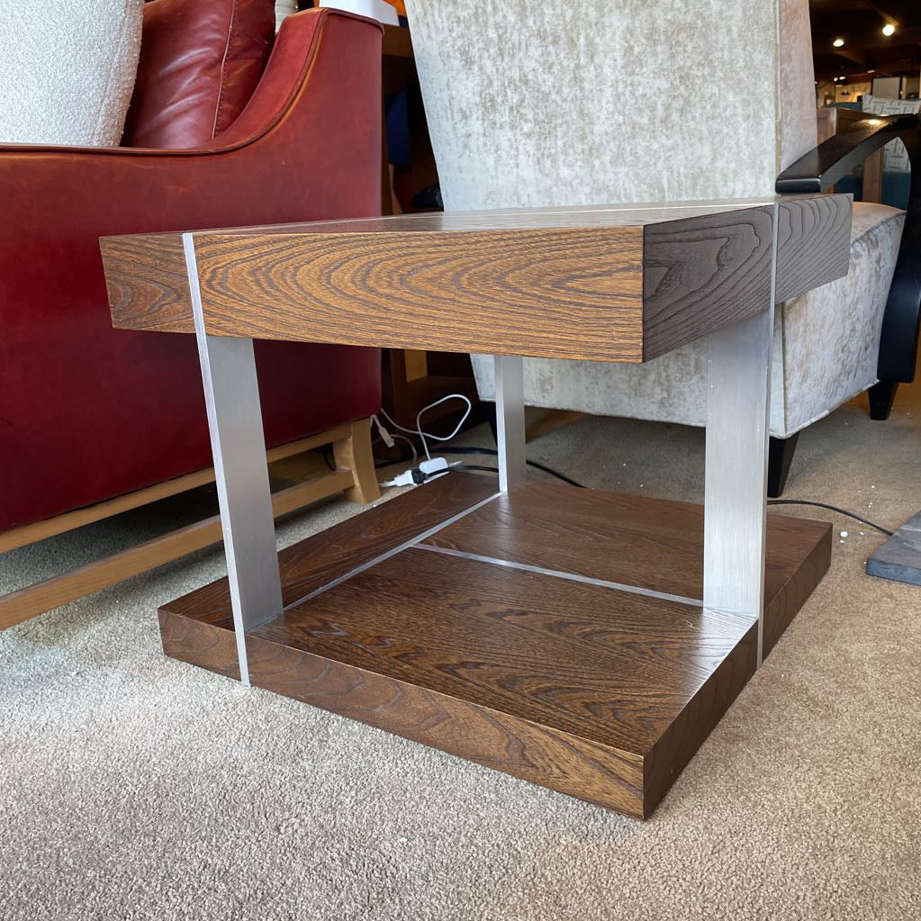 Marconi Copenhagen Walnut & Brushed Aluminum Square Side Table