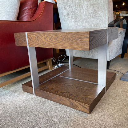 Marconi Copenhagen Walnut & Brushed Aluminum Square Side Table