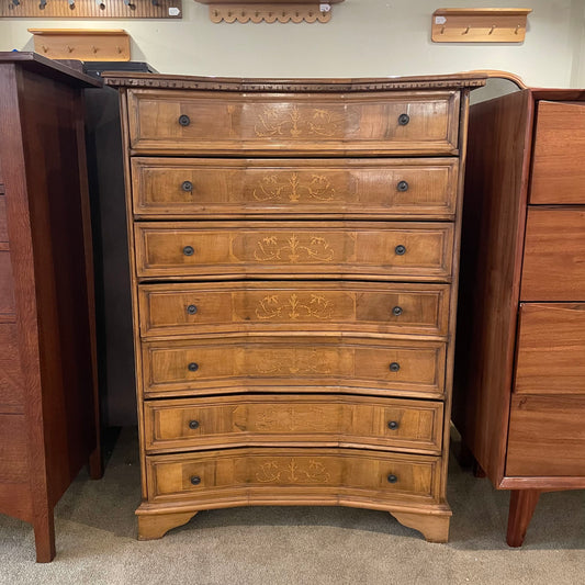 Vintage Highboy with Inward Curve and Inlay Detailing