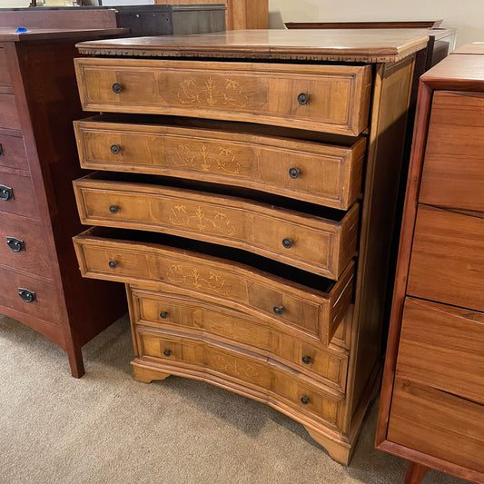 Vintage Highboy with Inward Curve and Inlay Detailing