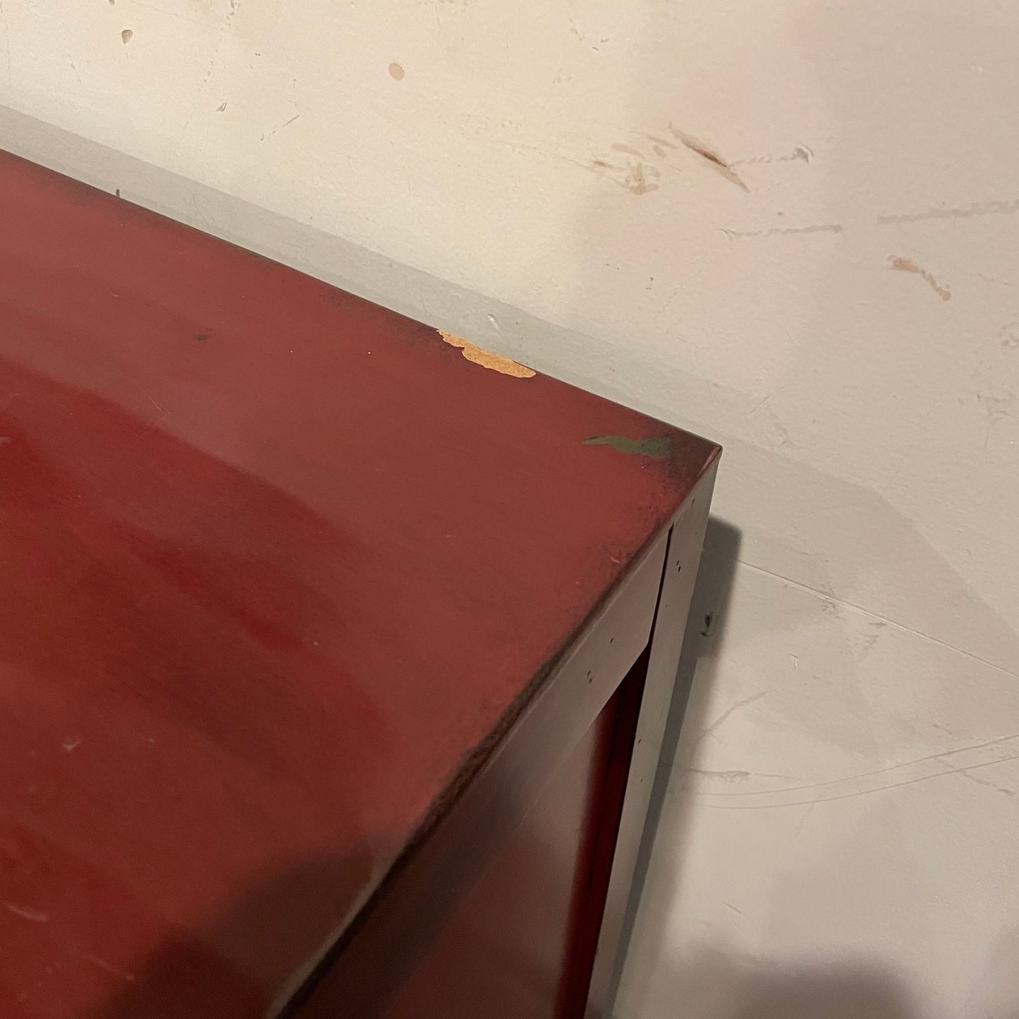 Red 2 Door 3 Drawer Cabinet w/Burld Wood Accents C CABINETS
