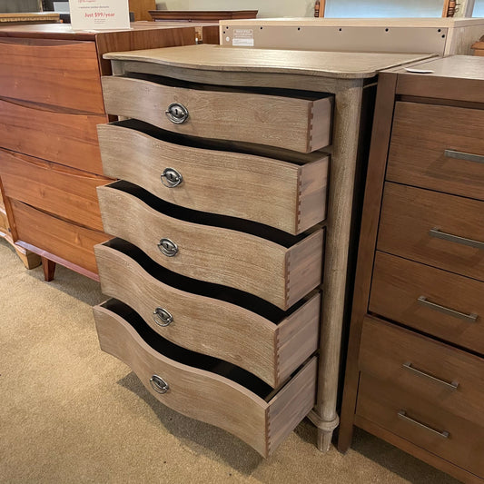 RH Grey Wash Highboy Dresser (as is)