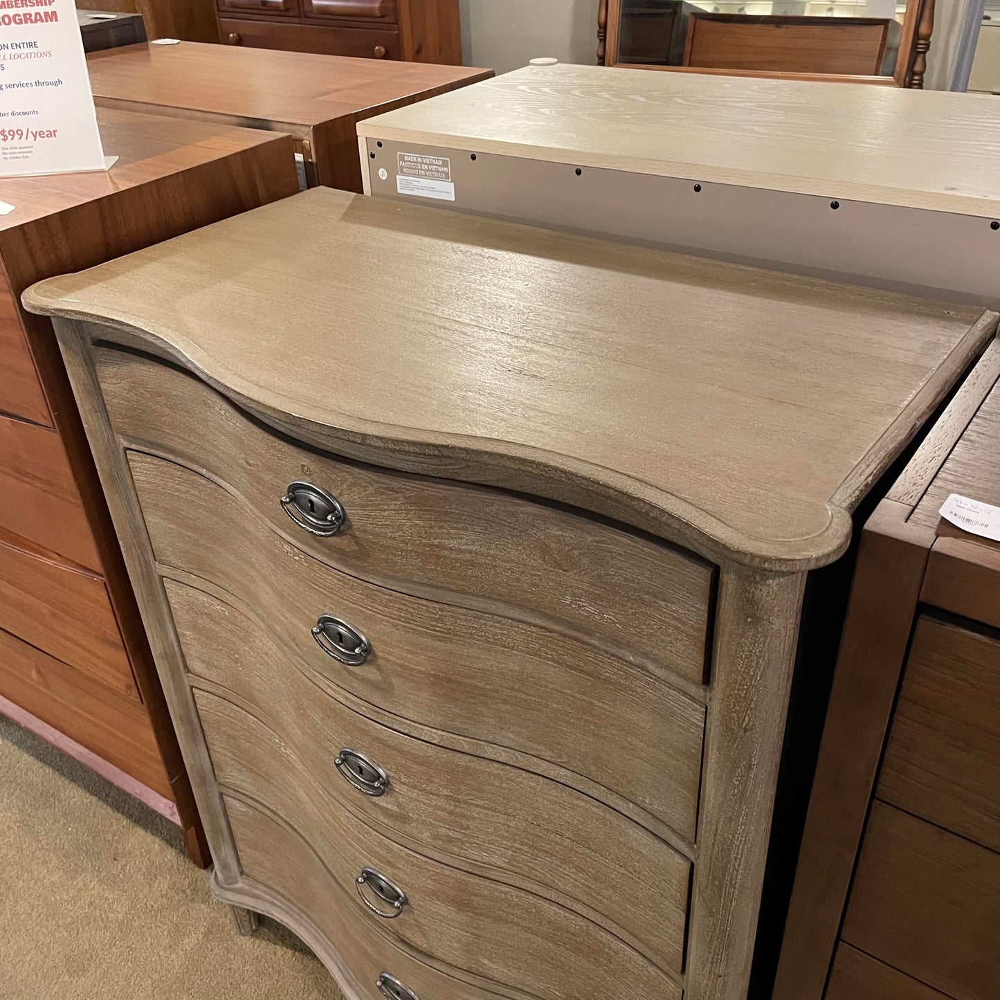 RH Grey Wash Highboy Dresser (as is) C HIGHBOYS