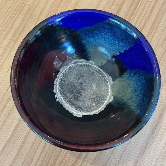 Signed Blue and Black Glazed Pottery Bowl SMALLS