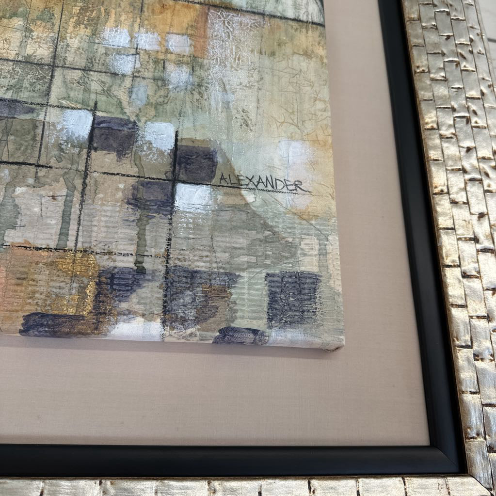 Large Still Life on Canvas w/ Silver Frame ART