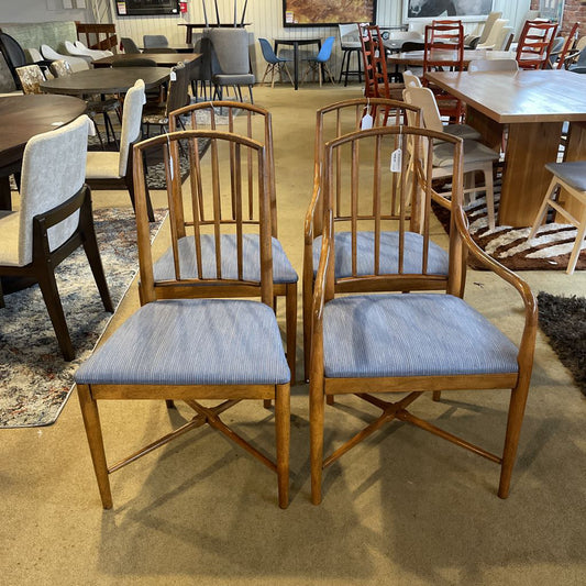 MCM Spindle Back/ Blue Stitched Seats Chair SET OF 4