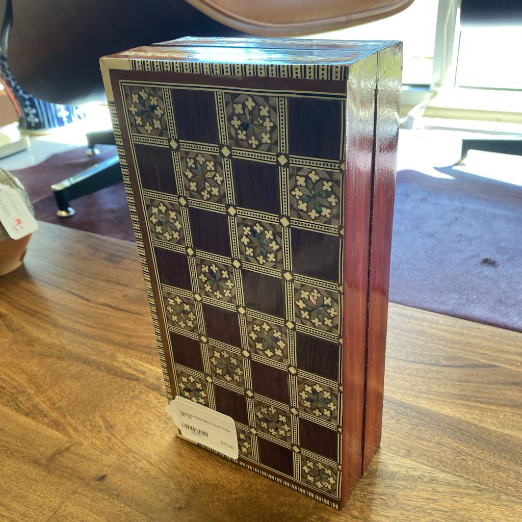 Egyptian Camel Bone Inlay Chess SET