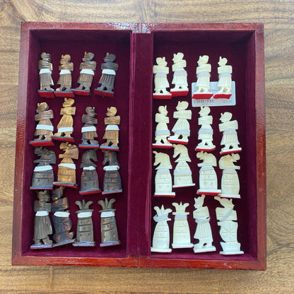 Egyptian Camel Bone Inlay Chess SET