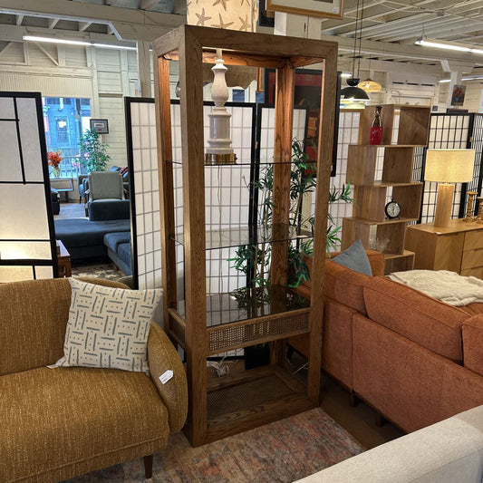 Rattan and Oak Bookshelf