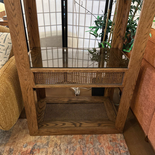 Rattan and Oak Bookshelf