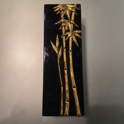Rectangular Black Lacquer Box with Gold Bamboo UNIQUE FINDS