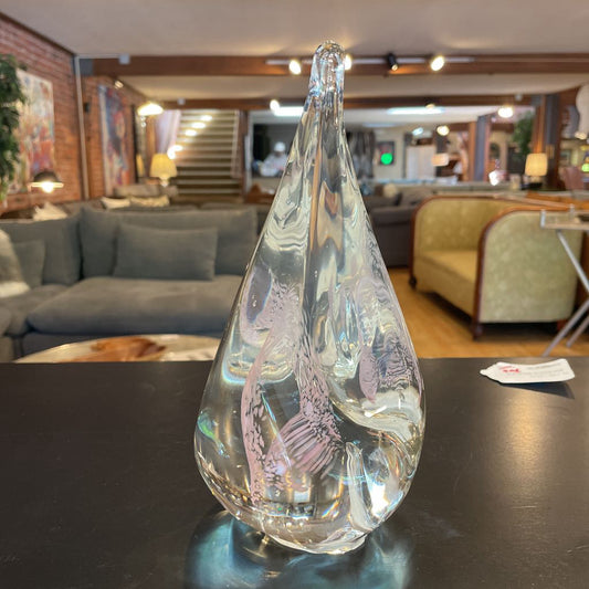 Glass Teardrop with Pink Inclusions UNIQUE FINDS