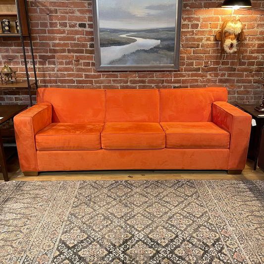 COUCH Tangerine Faux Suede 3 Seat Sofa