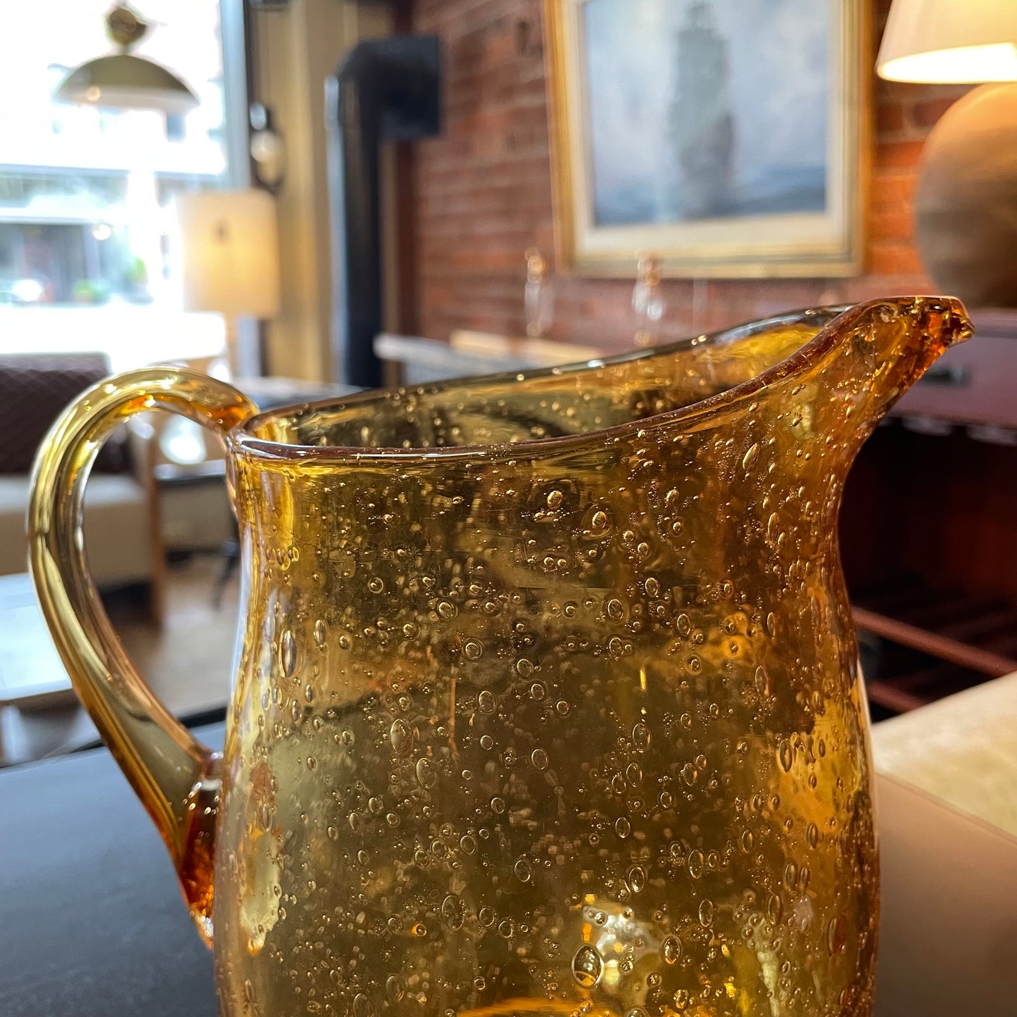Gold Bubble Glass Pitcher