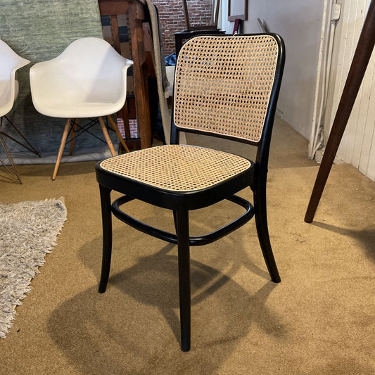 Cane and Black Wood Frame Dining Chair