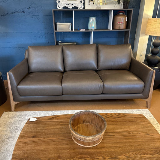 Dark Grey Mod Leather Sofa