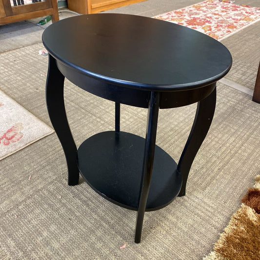 Espresso Oval Side Table w/Shelf