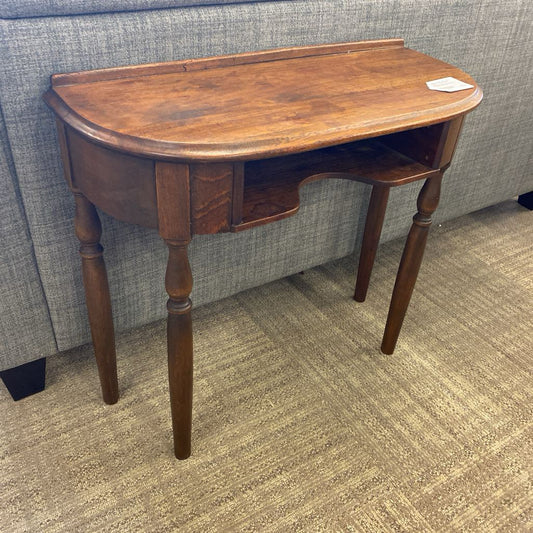 Vintage Turned Leg Demilune w/Open Shelf