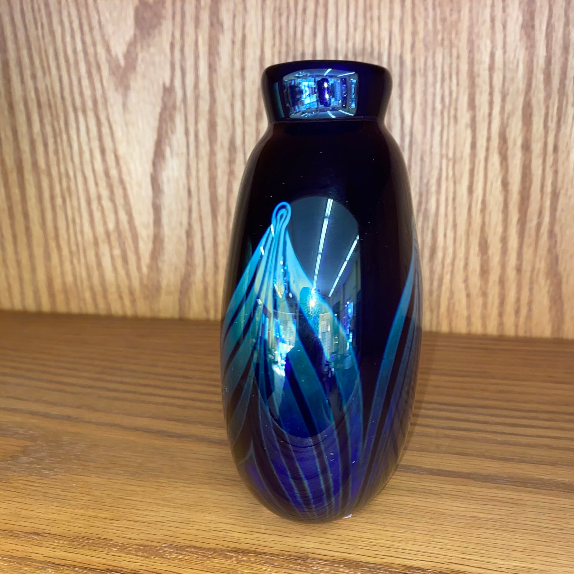Cobalt Metallic Leaf Motif Art Glass SMALLS