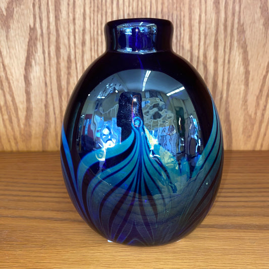 Cobalt Metallic Leaf Motif Art Glass SMALLS