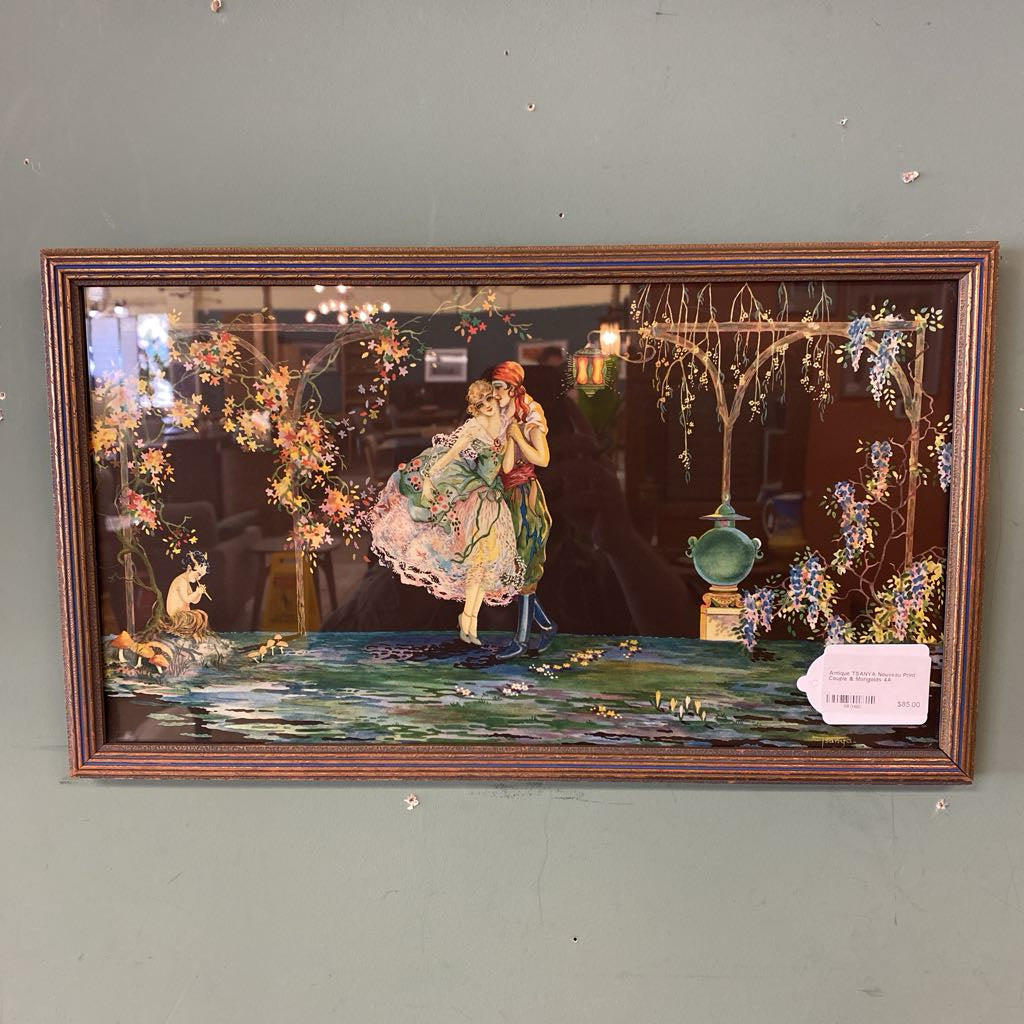 Antique TSANYA Nouveau Print Couple & Marigolds
