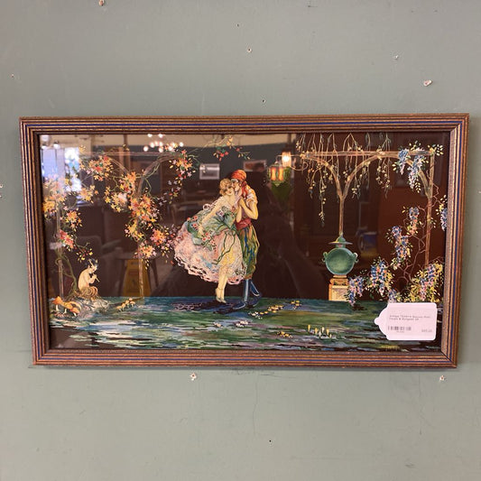 Antique TSANYA Nouveau Print Couple & Marigolds ART