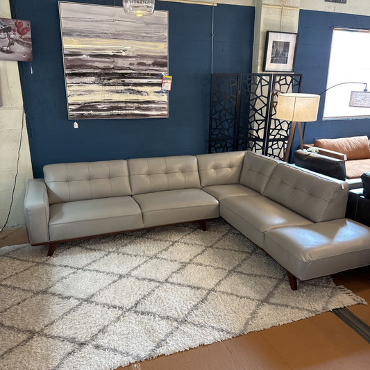 Odense Light Grey Leather RAF Sectional U SECTIONALS RAF