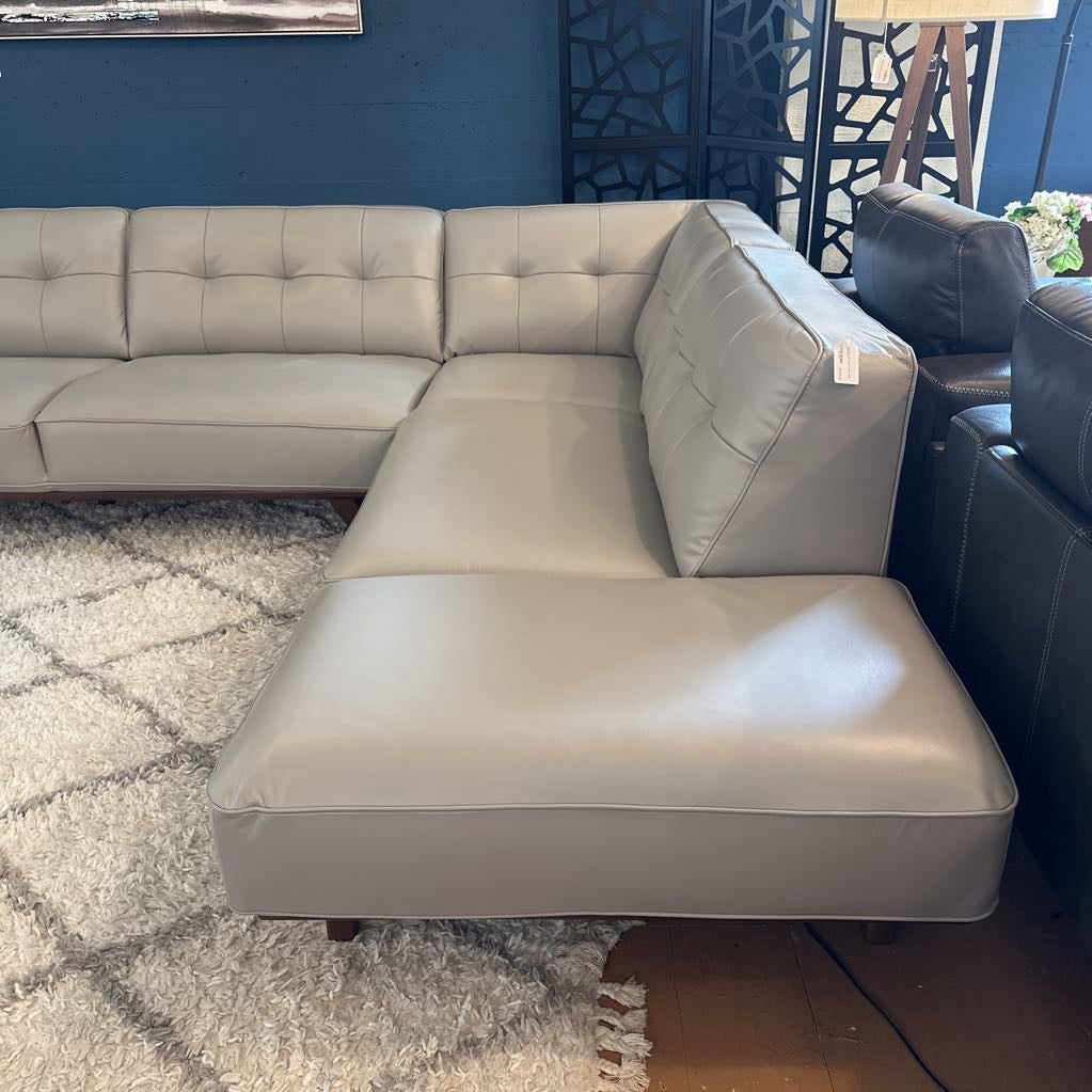 Odense Light Grey Leather RAF Sectional U SECTIONALS RAF
