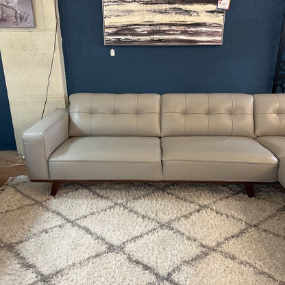 Odense Light Grey Leather RAF Sectional